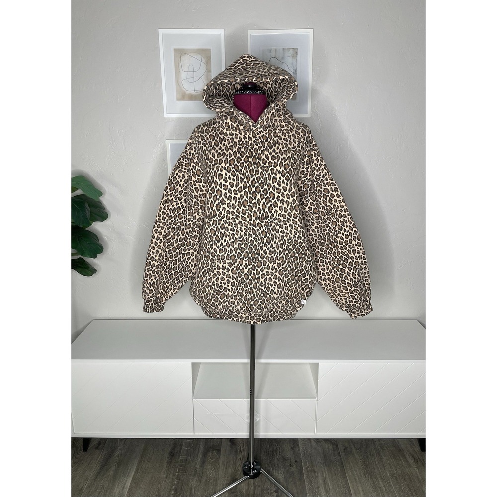Akimbo Club Sweater Women's XXL Organic Cotton Leopard Hoodie Heavy